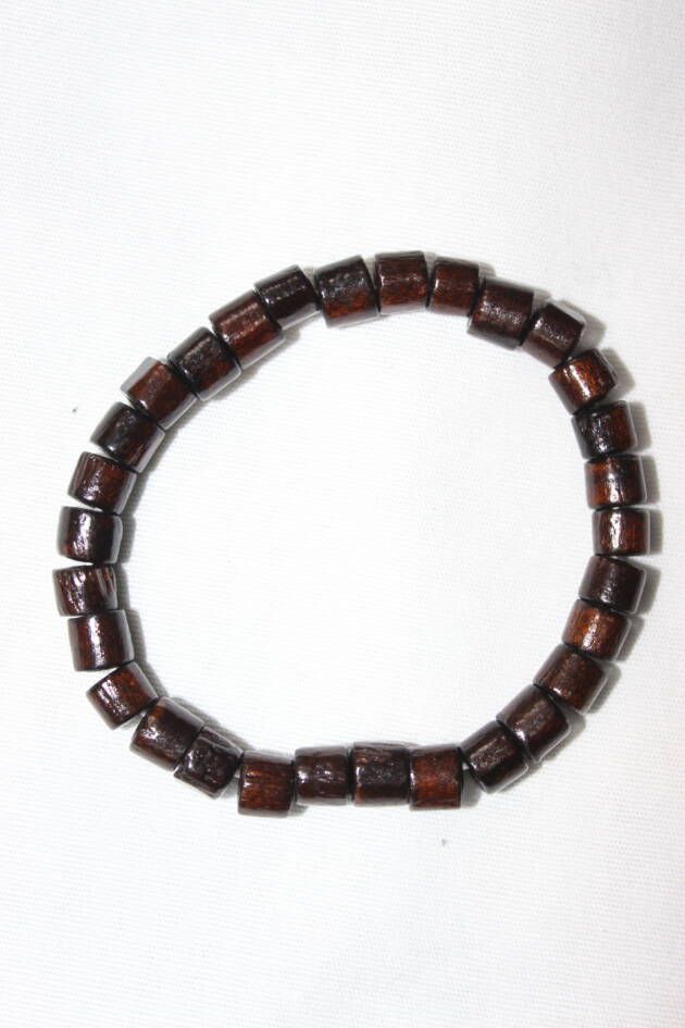 Dark Wooden Barrel Bead Bracelet