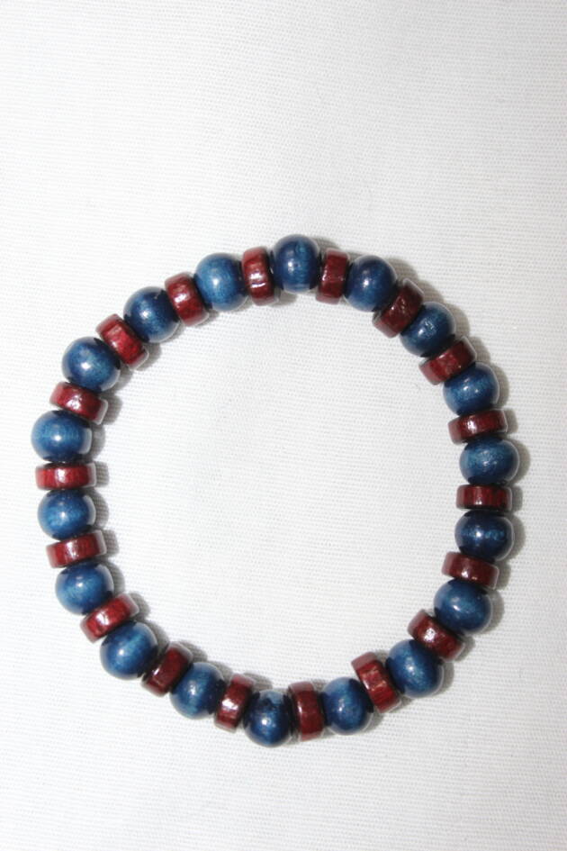 Blue and Red Round Bead Bracelet