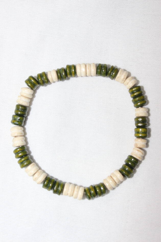 Green and Ivory Disc Bracelet