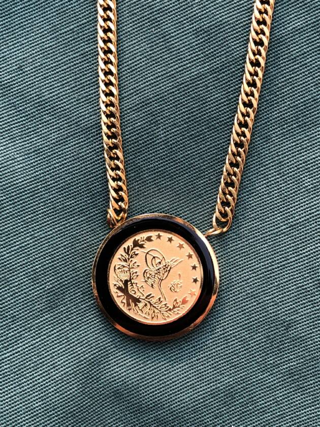 Gold Necklace with Round Medallion