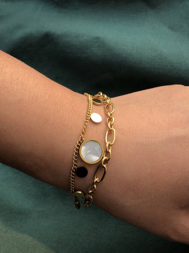 Gold Charm Bracelet with Mother of Pearl