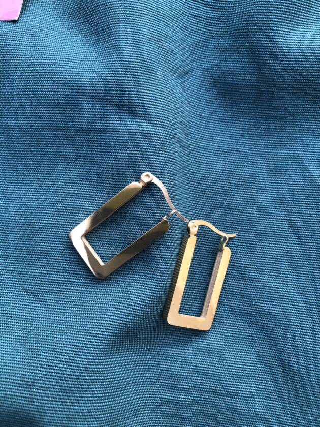 Minimalist Gold Rectangular Hoop Earrings