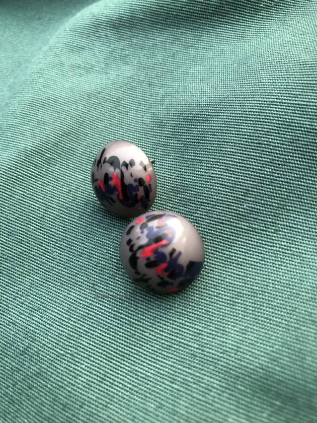 Abstract Painted Button Earrings