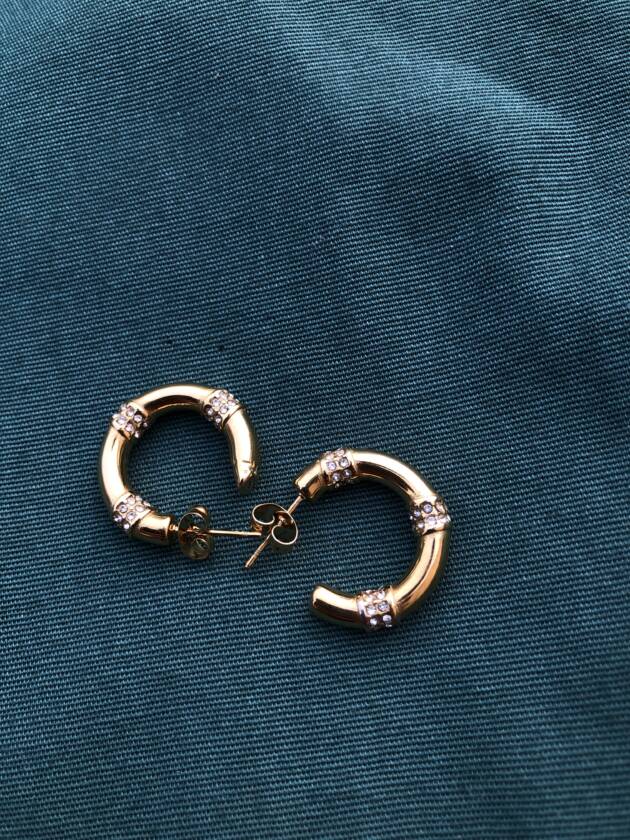 Gold Bamboo Hoop Earrings